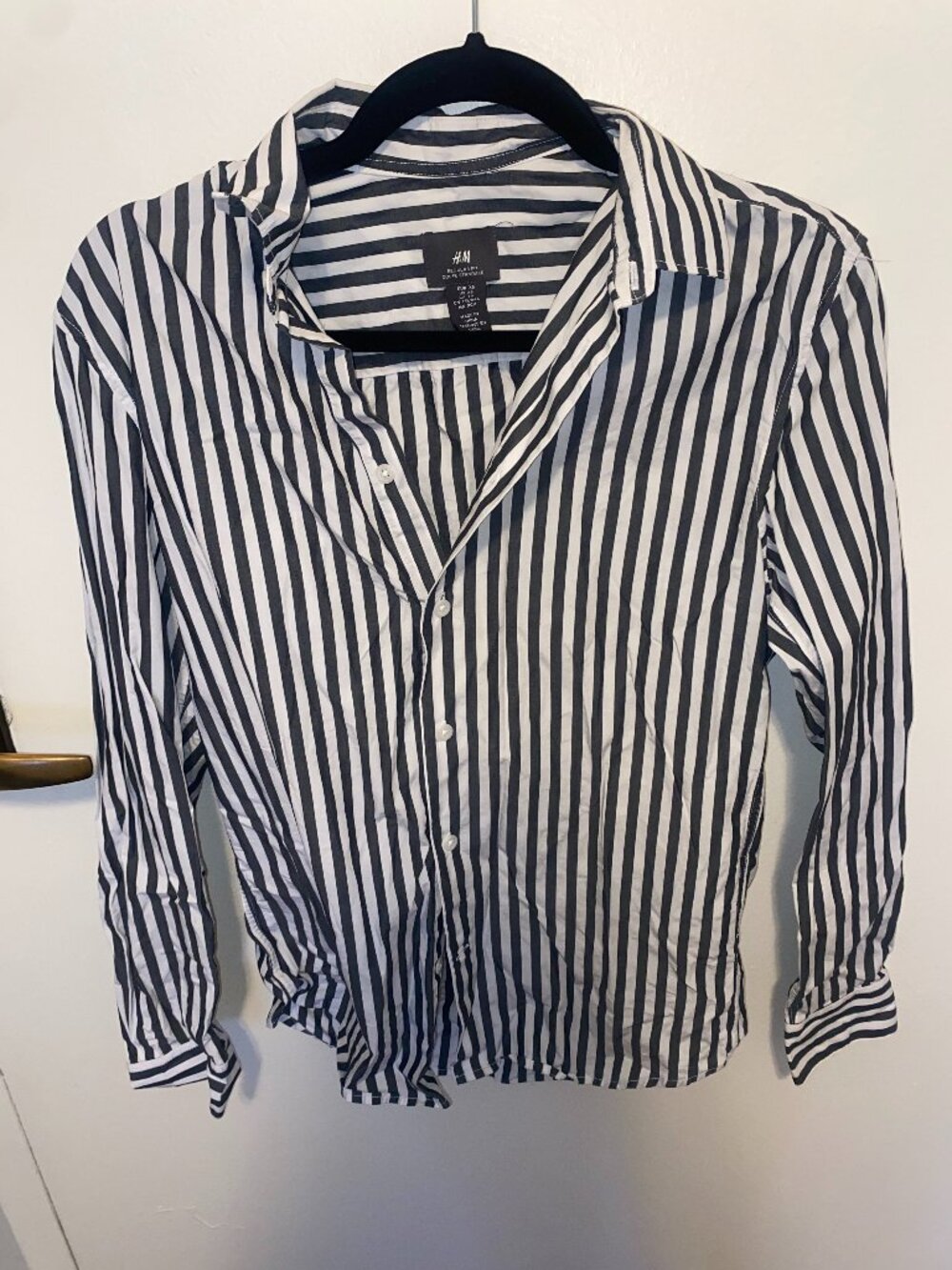 H&M Grey White Striped Button Down Shirt